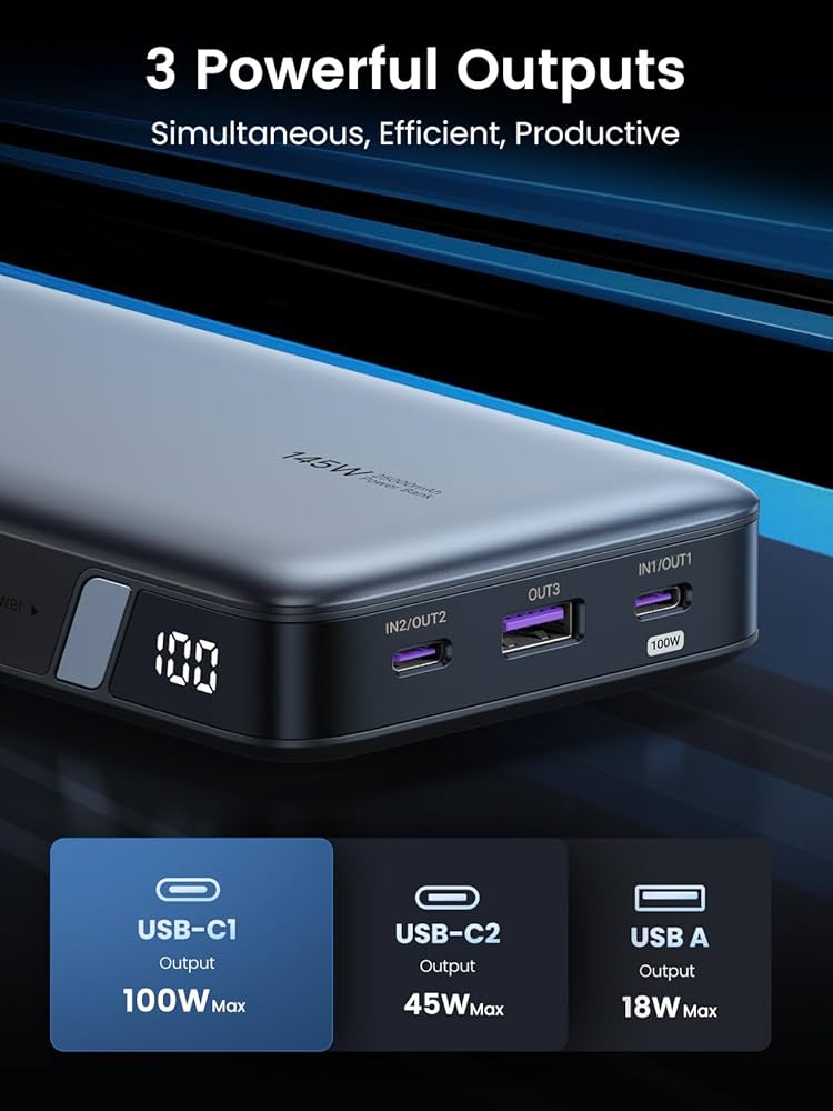 (美品)UGREEN セット 145W高出力 25000mAh UGREEN 145W 25000mAhモバイルバッテリーをレビュー｜USB PD 3.1